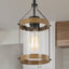 LNC Brown Pendant 1-Light Drum Island Farmhouse Cage Adjustable Hanging Pendant Light with Clear Glass Shade