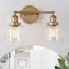 Uolfin Gold Bell Vanity Light, Modern 2-Light Champagne Gold Bell Wall Sconce Bath Light with Clear Glass Bell Shades