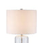 Monteaux Lighting 23.88 in. Brushed Nickel and Clear Glass Indoor Table Lamp with Fabric Shade