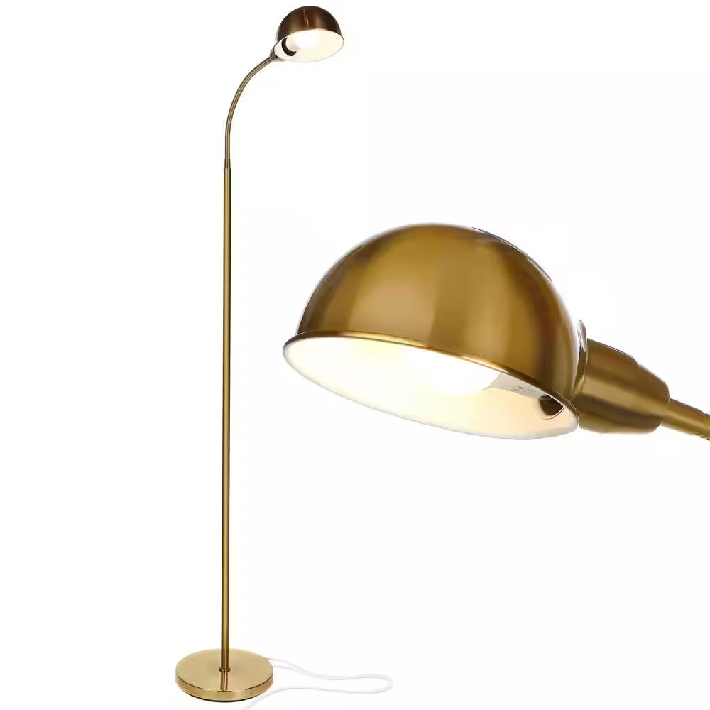Brightech Regent 68 in. Antique Brass LED Floor Lamp with Adjustable Gooseneck