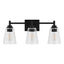Hampton Bay Wakefield 22 in. 3-Light Matte Black Modern Vanity Light with Clear Glass Shades