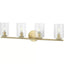 Hampton Bay Champlain 31.5 in. 4-Light Satin Brass Modern Bathroom Vanity Light with Clear Glass Shades
