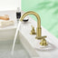 UKISHIRO 8 in. Widespread Double Handle High-Arc Bathroom Faucet in Brushed Gold