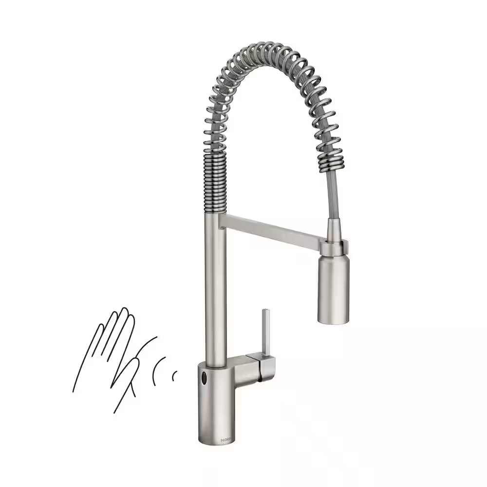 MOEN Align 1-Handle Pre-Rinse Spring Pulldown Kitchen Faucet with MotionSense Wave and Power Clean in Spot Resist Stainless