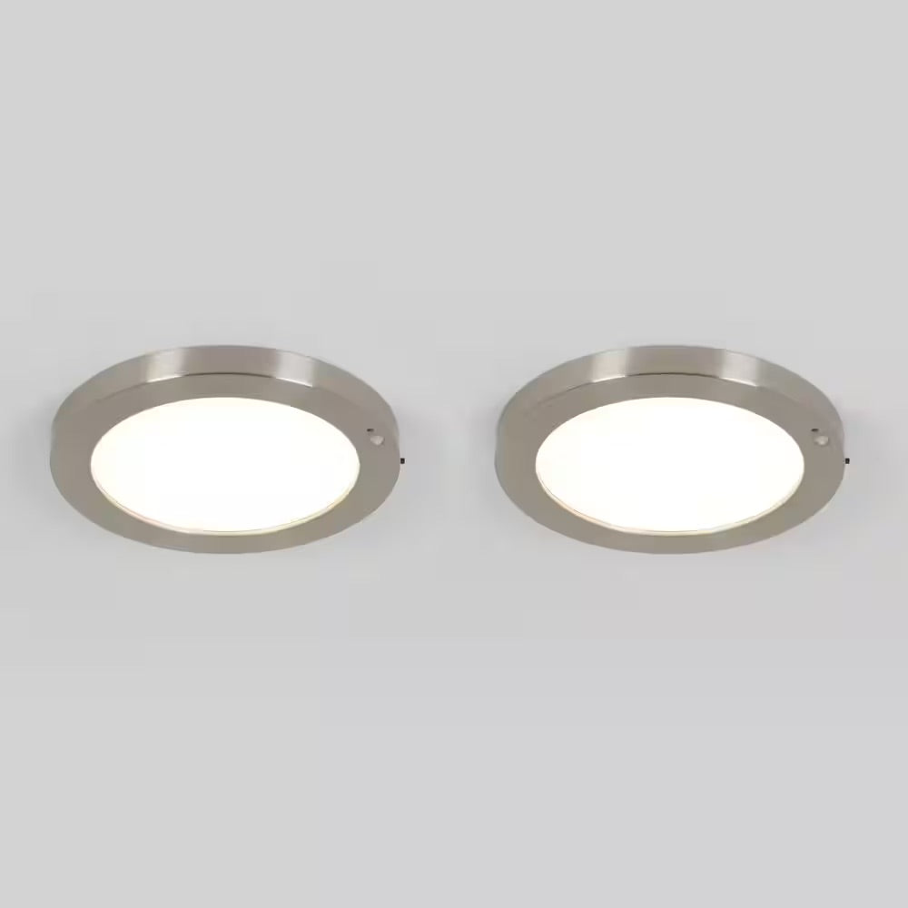 Artika Lumo 8 in. 1-Light Brushed Nickel Modern LED Flush Mount Ceiling Light for Hallway (2-Pack)