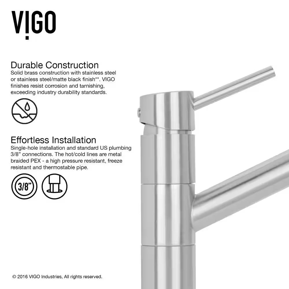 VIGO Branson Single-Handle Pull-Out Sprayer Kitchen Faucet in Stainless Steel