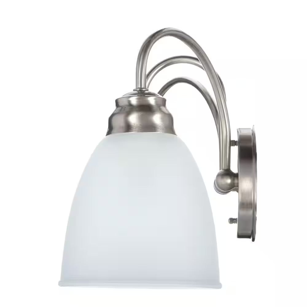 Hampton Bay Hamilton 3-Light Brushed Nickel Vanity Light with Frosted Glass Shades
