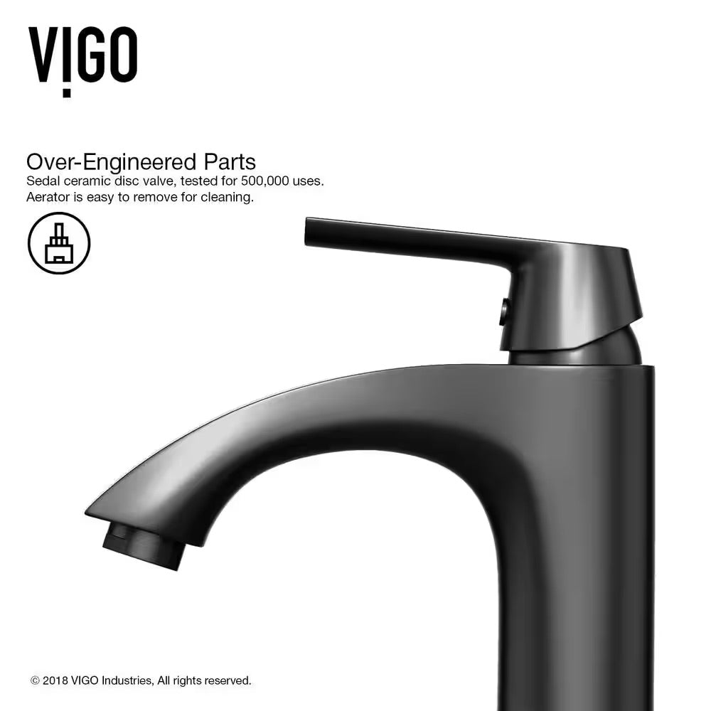 VIGO Linus Single-Handle Single Hole Bathroom Vessel Sink Faucet in Matte Black