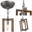 LNC Bronze Cage Pendant 1-Light Brown Lantern Kitchen Island Pendant Light Farmhouse Chandelier with Faux Wood Accents