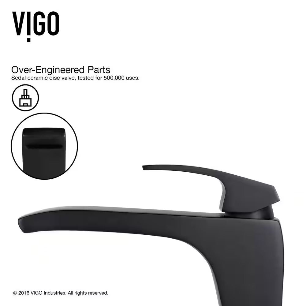 VIGO Blackstonian Single-Handle Single Hole Bathroom Vessel Sink Faucet in Matte Black