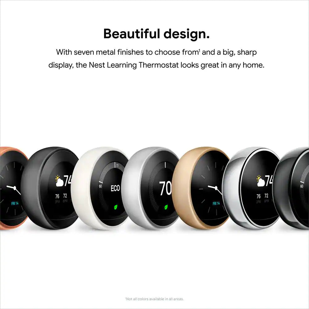 Google Nest Learning Thermostat - Smart Wi-Fi Thermostat - Polished Steel