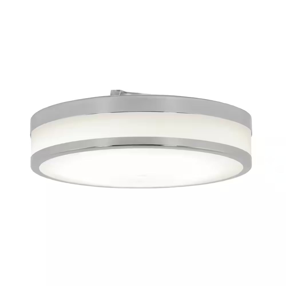 Artika Luna 12 in. 1-Light Chrome Modern Integrated LED Flush Mount Ceiling Light for Bedroom and Hallway