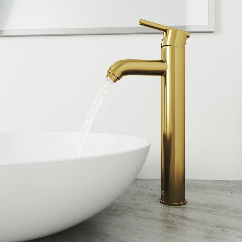 VIGO Seville Single-Handle Single Hole Bathroom Vessel Sink Faucet in Matte Gold