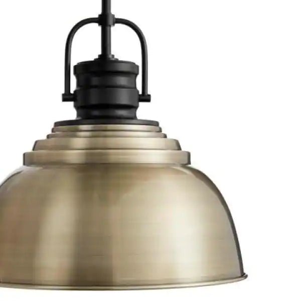 Home Decorators Collection Shelston 13-in. 1-Light Antique Gold Farmhouse Hanging Kitchen Pendant Light with Metal Shade