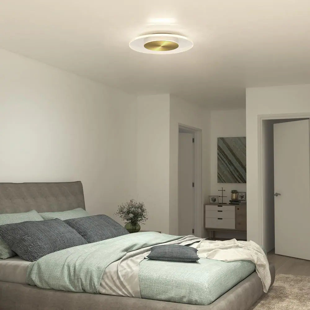 Artika Essence Disk 13 in. Gold Modern LED Flush Mount Ceiling Light for Bedroom and Hallway