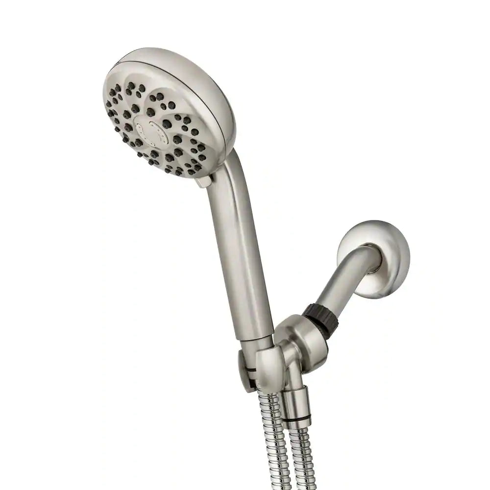 Waterpik Height Select 7-Spray Patterns with 1.8 GPM 4 in. Height Select Wall Mount Handheld Shower Head in Brushed Nickel