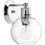 Progress Lighting Hansford Collection 1-Light Polished Nickel Clear Glass Coastal Farmhouse Bathroom Vanity Wall Light