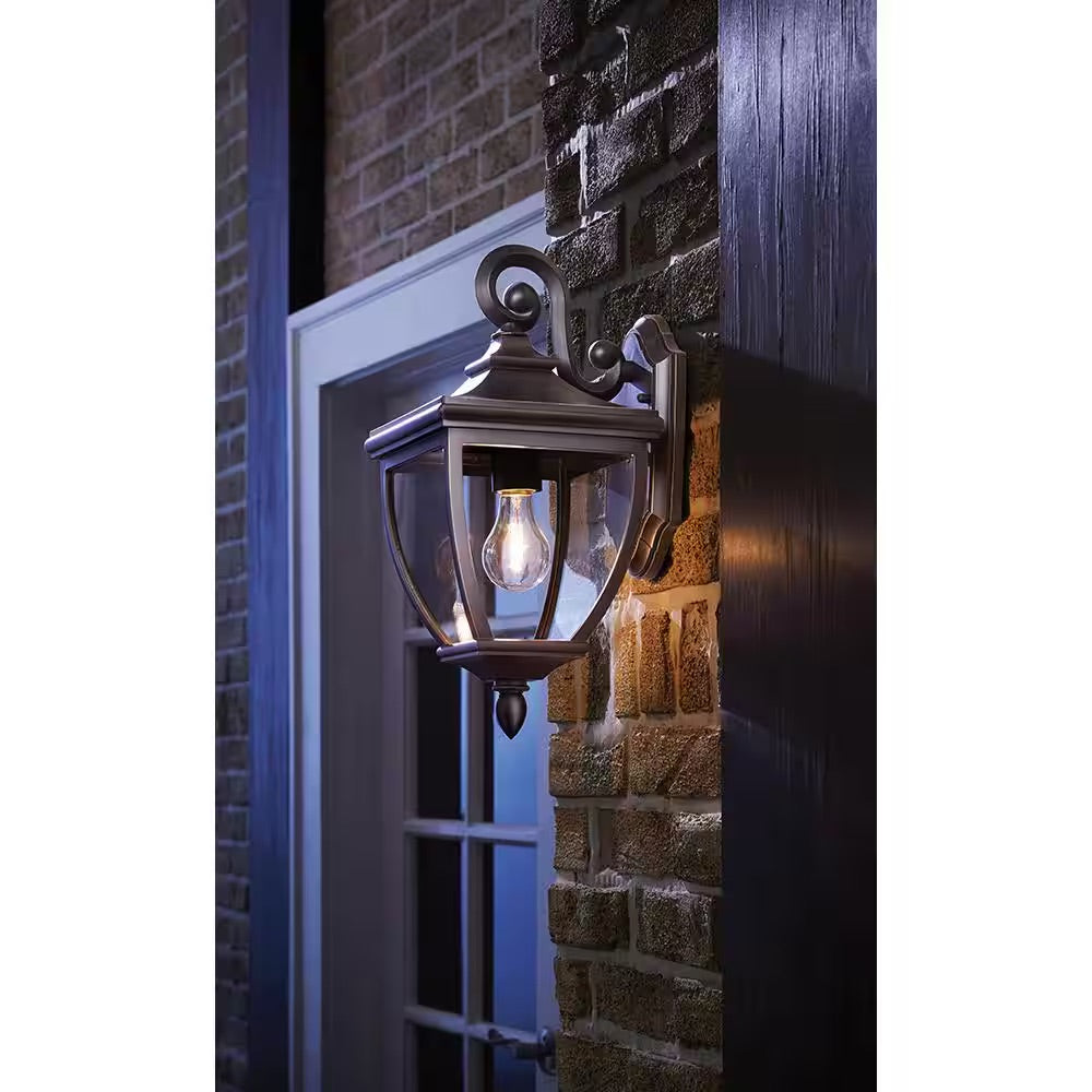 Home Decorators Collection 1-Light Oil-Rubbed Bronze Outdoor 8 in. Wall Lantern Sconce with Clear Glass