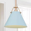 LNC Modern Grey Blue Island Pendant Light with Linear Gold Downrod 1-Light Glam Hanging Ceiling Light for Dining/Living Room