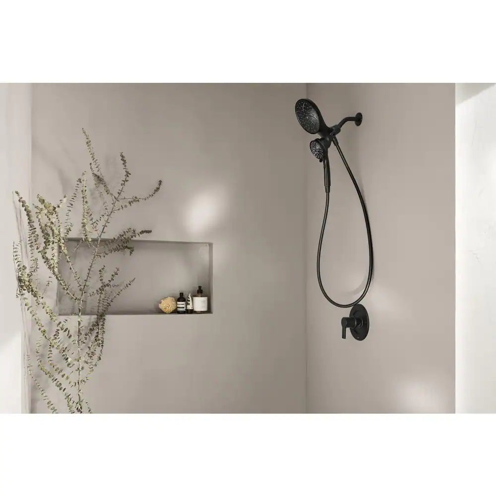 MOEN Magnetix 6-Spray Patterns with 1.75 GPM 6.75 in. Wall Mount Dual Shower Heads and Handheld in Matte Black