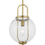 Progress Lighting Mitchella 1-Light Vintage Brass Pendant with Clear Glass Globe Shade