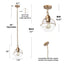 Uolfin Modern Globe Pendant Hanging Light 1-Light Brass Gold Island Chandelier Pendant Light with Seeded Glass Shade