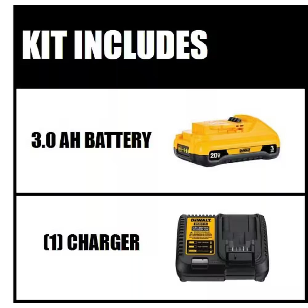 DEWALT 20V MAX Compact Lithium-Ion 3.0Ah Battery Pack with 12V to 20V MAX Charger