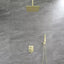 Boyel Living 1-Spray Patterns with 2.38 GPM 10 in. Ceiling Mount Dual Shower Heads with Rough-In Valve Body and Trim in Brushed Gold