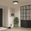 Artika Alton 13 in. 1-Light Black and Wood Modern Integrated LED Flush Mount Ceiling Light for Hallway and Bedroom