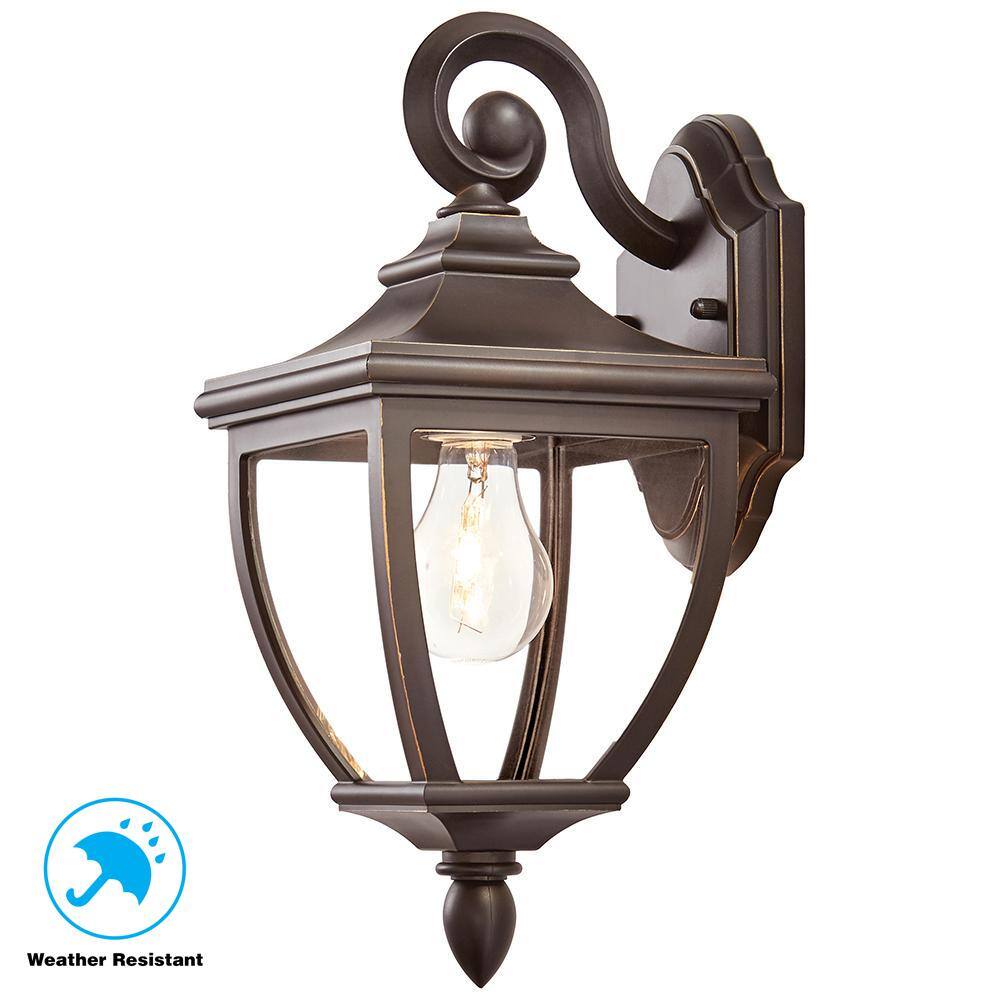 Home Decorators Collection 1-Light Oil-Rubbed Bronze Outdoor 6.5 in. Wall Lantern Sconce with Clear Glass