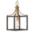 Hampton Bay Boswell Quarter 1-Light Vintage Brass Mini-Pendant with Painted Black Distressed Wood Accents