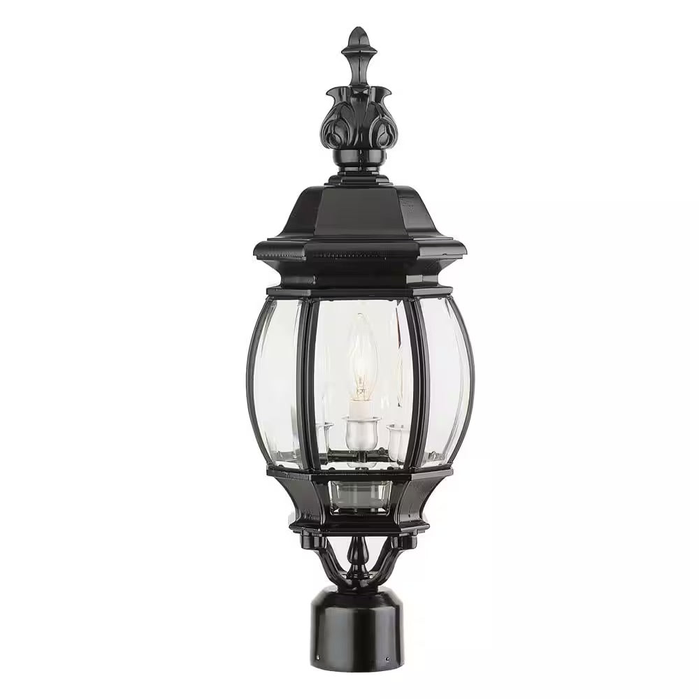 Bel Air Lighting Parsons 3-Light Black Outdoor Lamp Lantern Mount with Clear Glass
