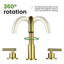 UKISHIRO 8 in. Widespread Double Handle High-Arc Bathroom Faucet in Brushed Gold