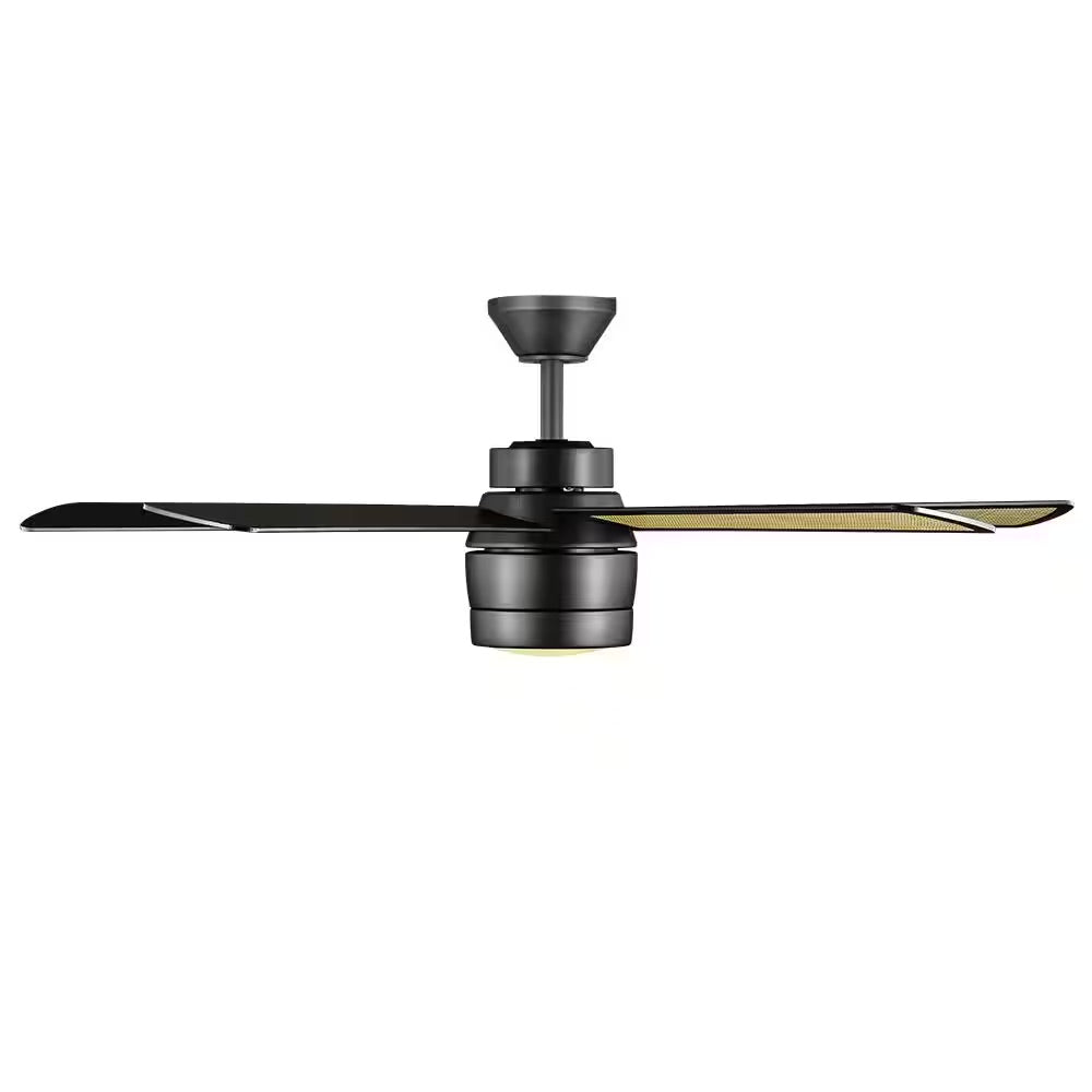 Home Decorators Collection Junedale 52 in. White Color Changing Integrated LED Indoor/Outdoor Matte Black Ceiling Fan with Light Kit and Remote