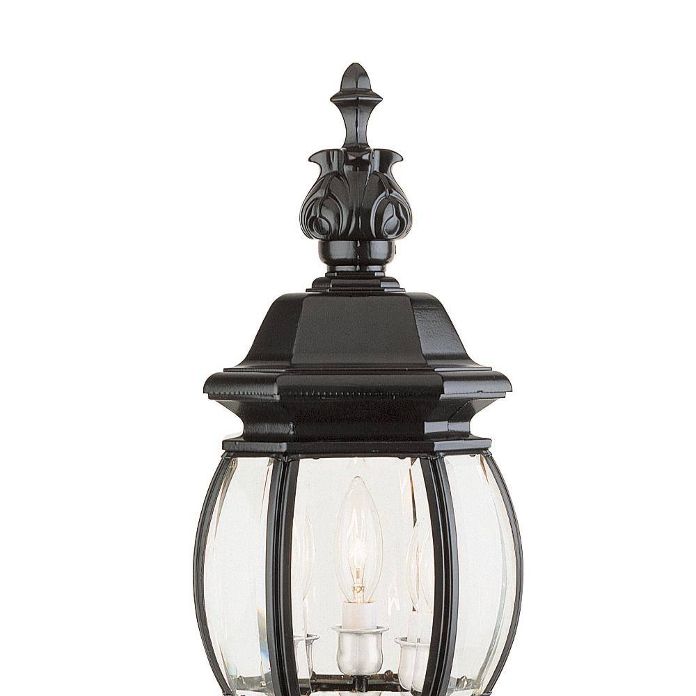Bel Air Lighting Parsons 3-Light Black Outdoor Lamp Lantern Mount with Clear Glass