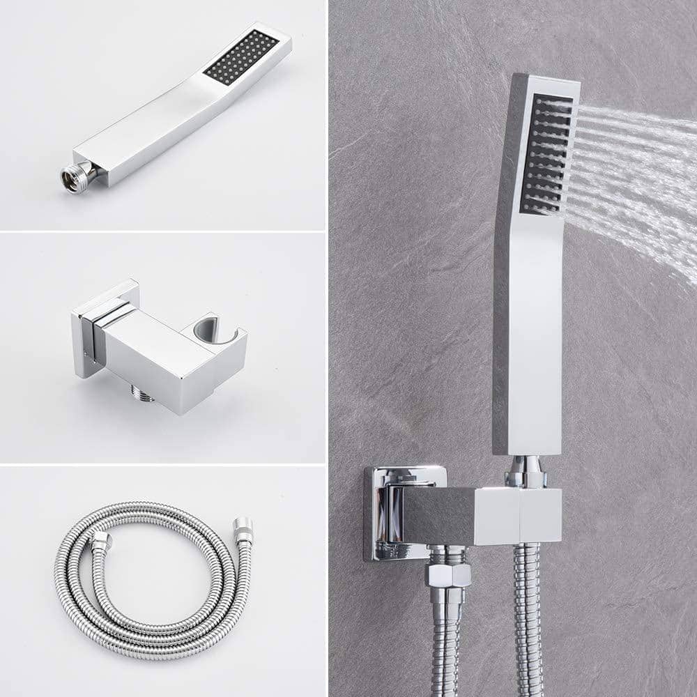 ELLO&ALLO 2-Handle 2-Spray of Rain LED 10 in. Shower Head System Shower Faucet and Handheld Shower Kit in Chrome (Valve Included)