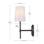 Globe Electric Clarissa 1-Light Matte Black Wall Sconce with White Fabric Shade