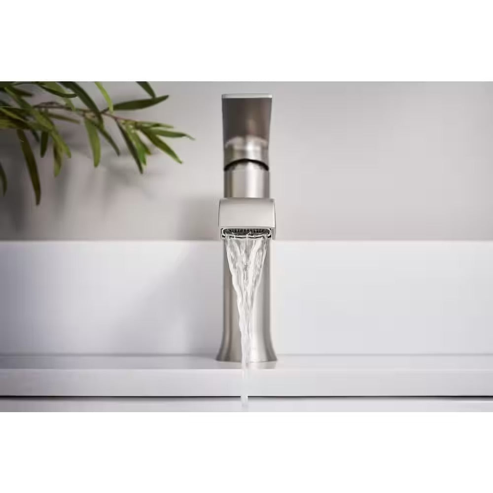 MOEN Genta Single Hole Single-Handle Bathroom Faucet in Spot Resist Brushed Nickel