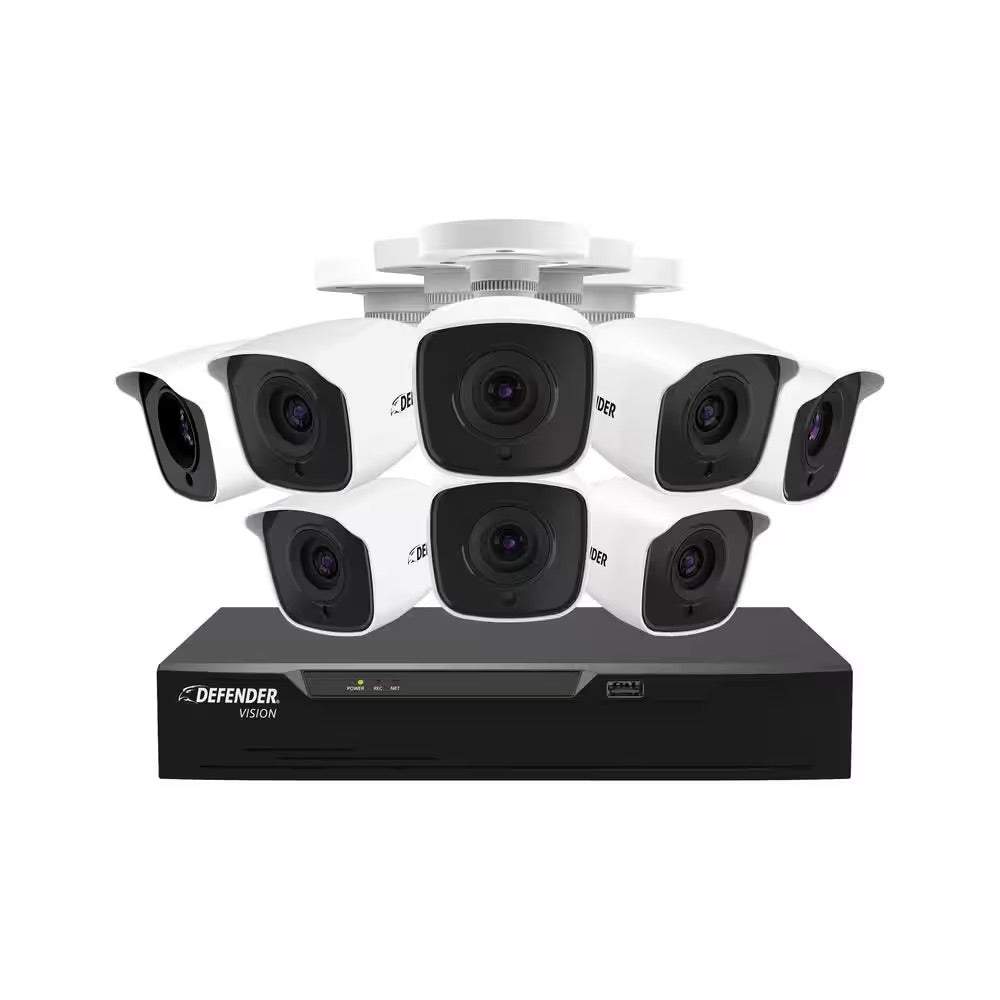 Defender Vision Ultra HD 4K (8MP) 8 Channel 1TB DVR Wired Security Camera System with Remote Viewing and 8 Cameras