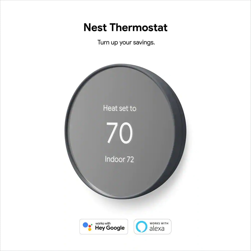 Google Nest Thermostat - Smart Programmable Wi-Fi Thermostat - Charcoal