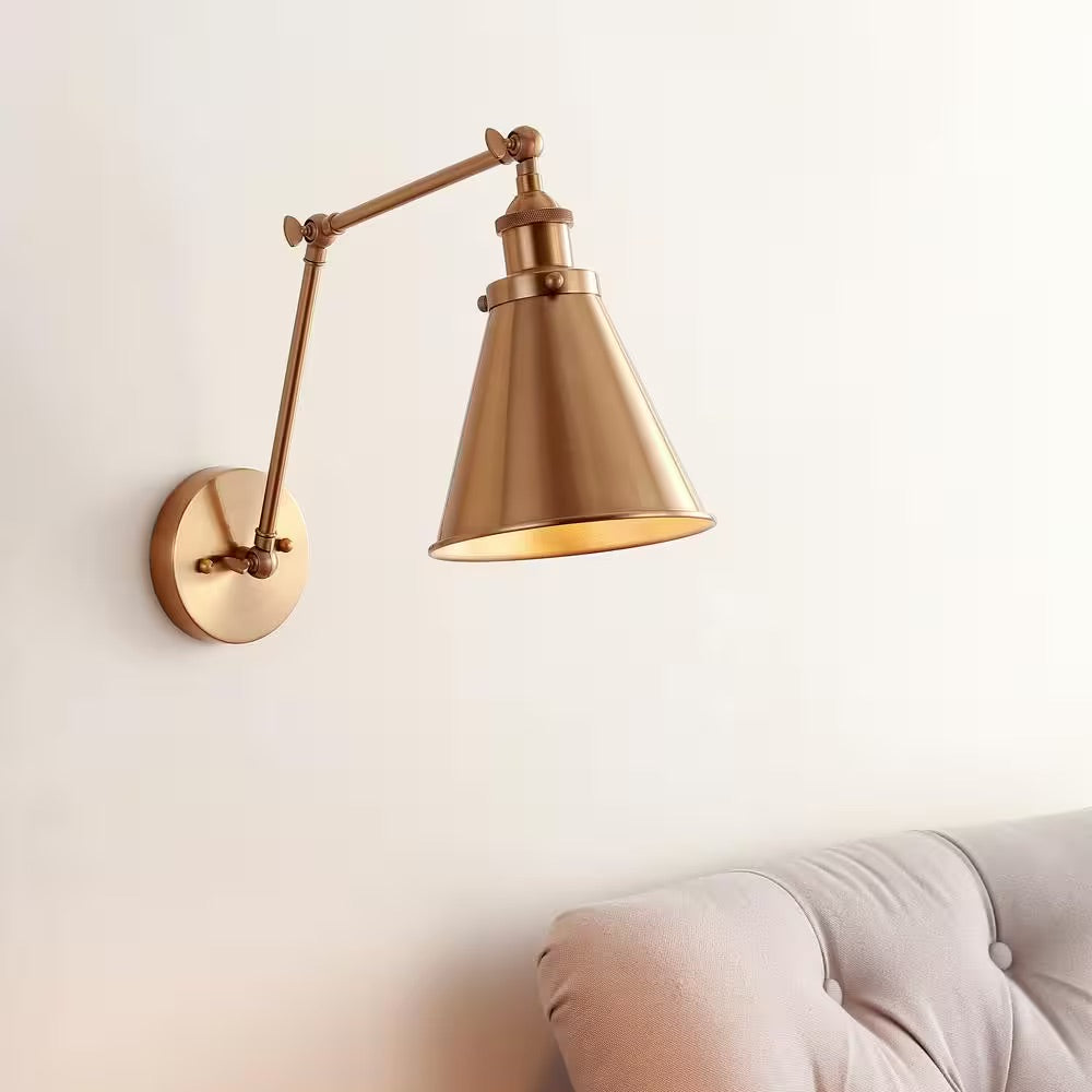 JONATHAN Y Rover 7 in. Adjustable Arm Metal Brass LED Wall Sconce