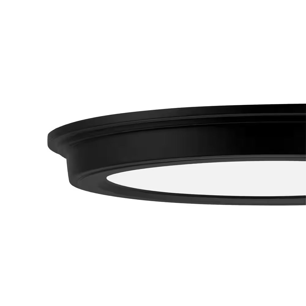 Commercial Electric 7 in. Matte Black 3-CCT LED Round Flush Mount, Low Profile Ceiling Light (2-Pack)