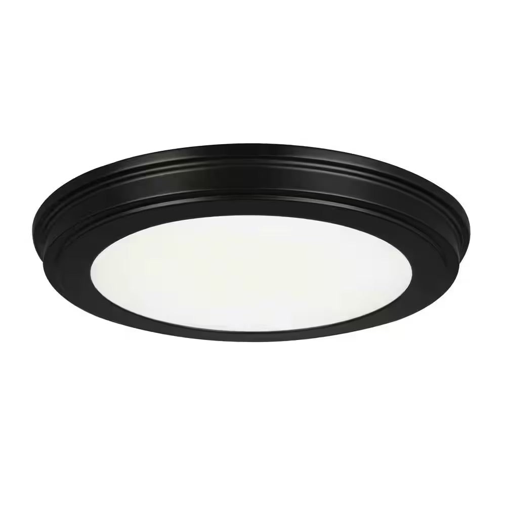 Commercial Electric 7 in. Matte Black 3-CCT LED Round Flush Mount, Low Profile Ceiling Light (2-Pack)