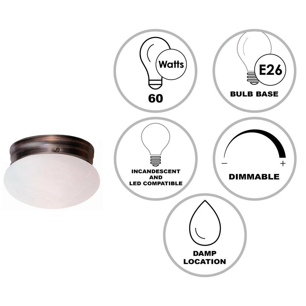 Bel Air Lighting Dash 10 in. 2-Light Oil Rubbed Bronze Flush Mount Kitchen Ceiling Light Fixture with Marbleized Glass