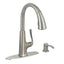 Pfister Pasadena Single-Handle Pull-Down Sprayer Kitchen Faucet with Soap Dispenser in Stainless Steel