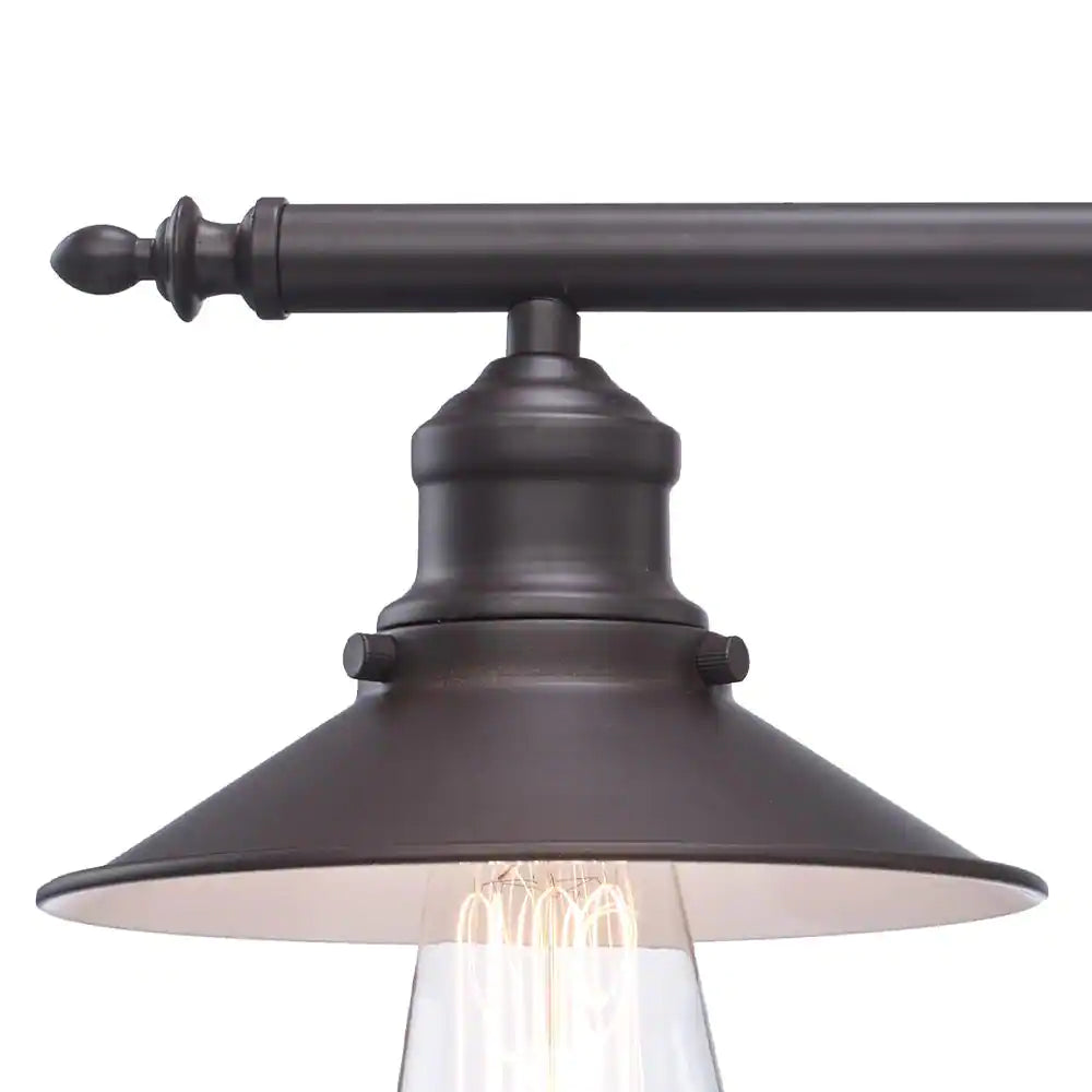 Hampton Bay Glenhurst 4-Light Bronze Industrial Farmhouse Bathroom Vanity Light Fixture with Metal Shades