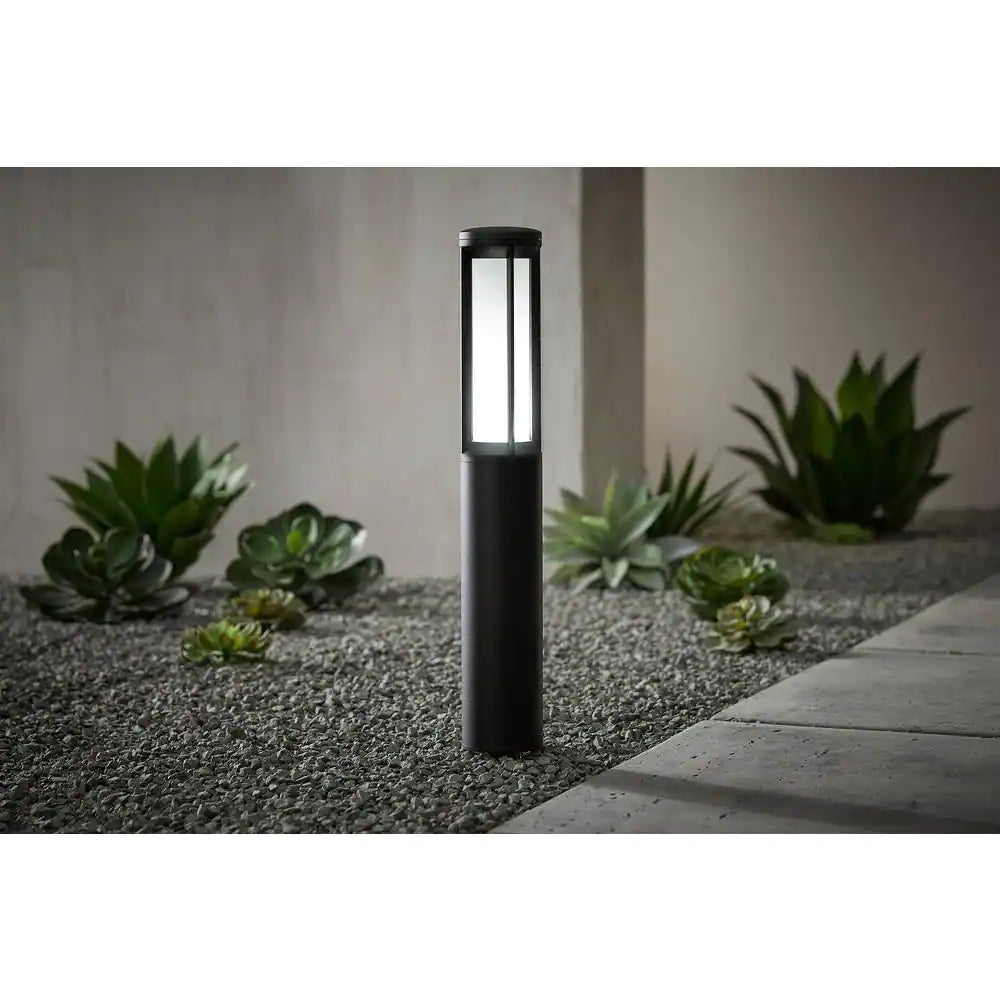 Hampton Bay Madison Low Voltage Black Integrated LED Path Light with Frosted Glass