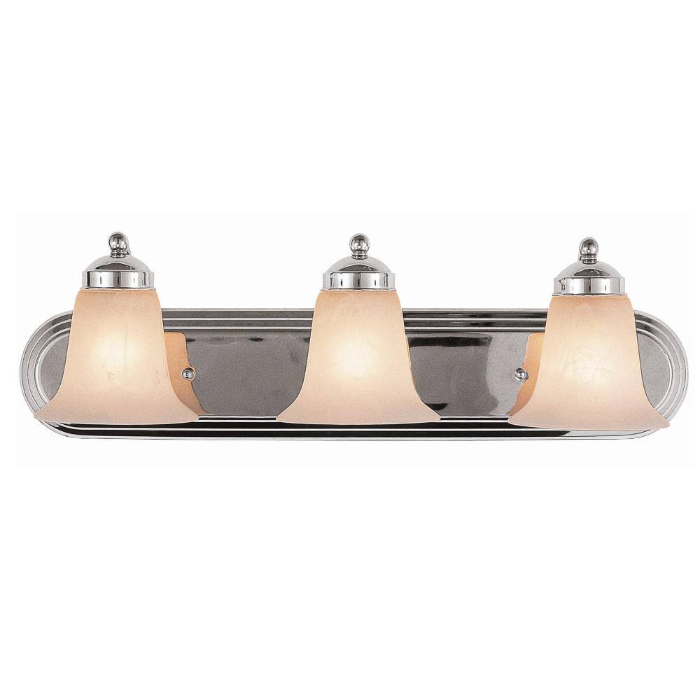 Bel Air Lighting Cabernet Collection 3-Light Polished Chrome Bathroom Vanity Light Fixture with White Marbleized Shade