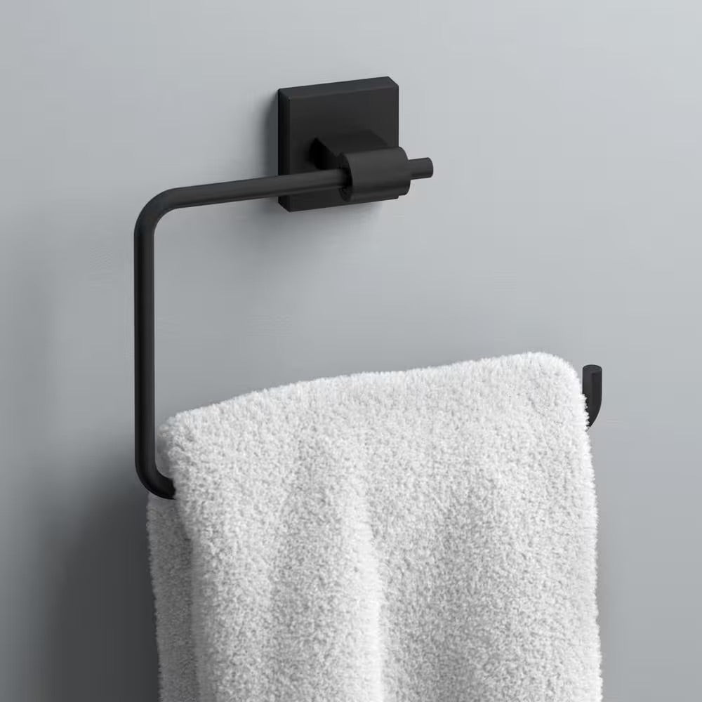 Franklin Brass Maxted 3-Piece Bath Hardware Set with Towel Ring, Toilet Paper Holder and 24 in. Towel Bar in Matte Black