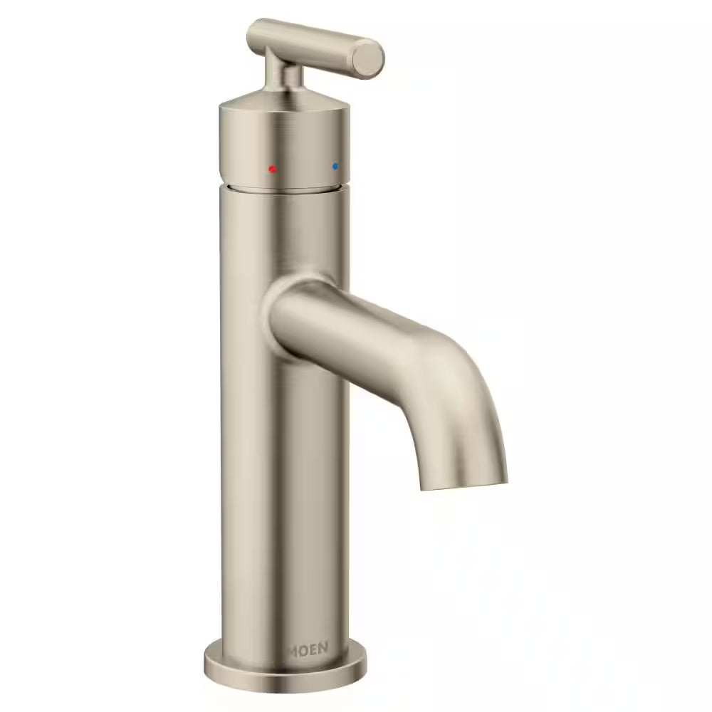 MOEN Gibson Single Hole Single-Handle Bathroom Faucet with Drain Assembly in Brushed Nickel